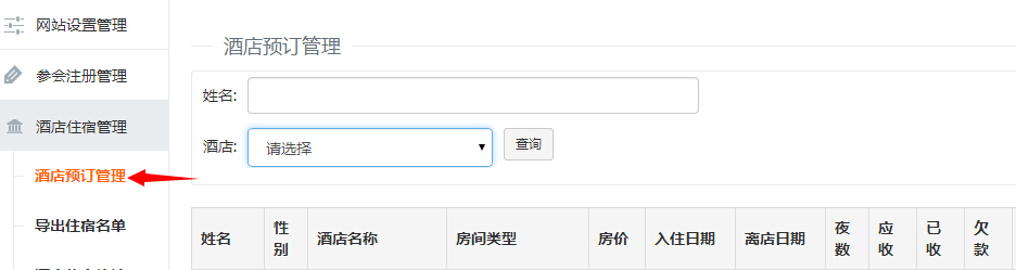 酒店预订管理